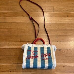 Patricia Nash Striped Blue and White Women's Bag with Red Accents